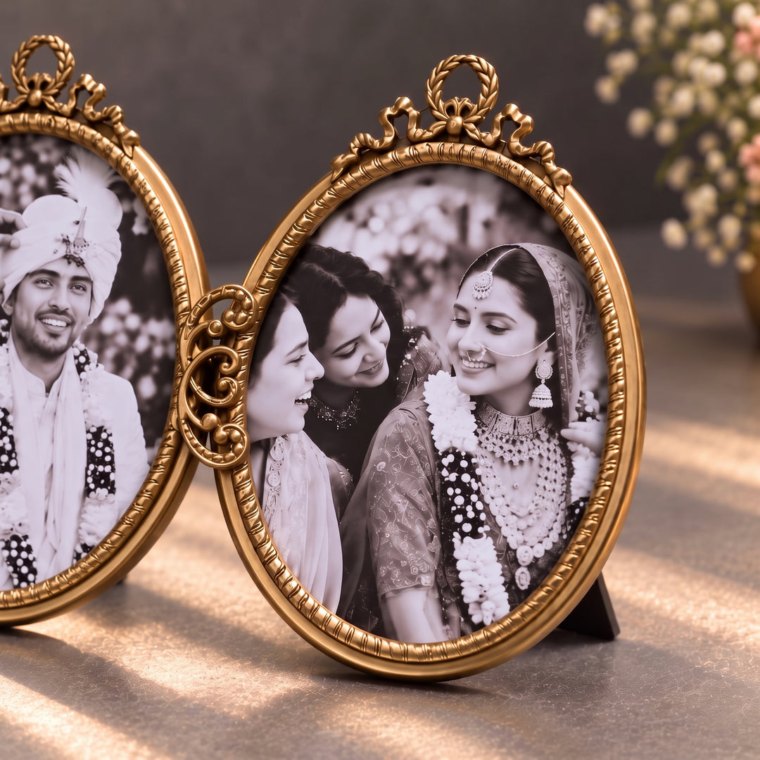 Double Oval Brass Photo Frame