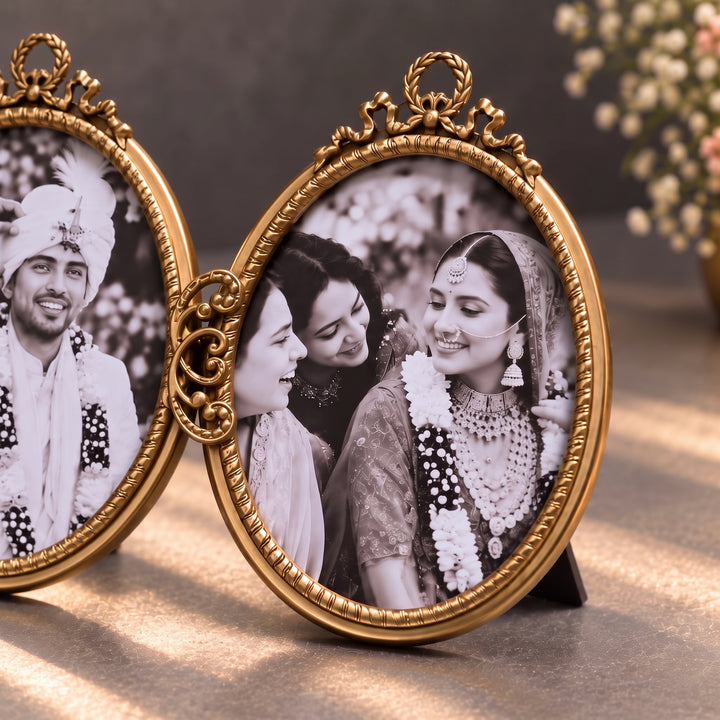 Double Oval Brass Photo Frame