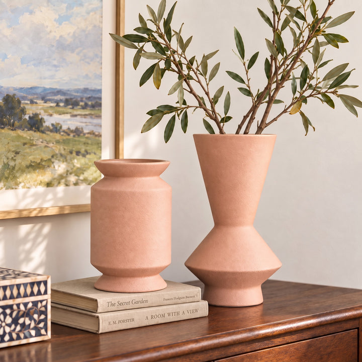 Contour Ceramic Vase - Peach Pink
