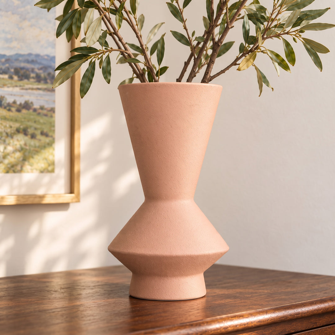 Contour Ceramic Vase - Peach Pink