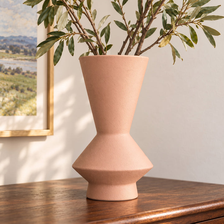 Contour Ceramic Vase - Peach Pink