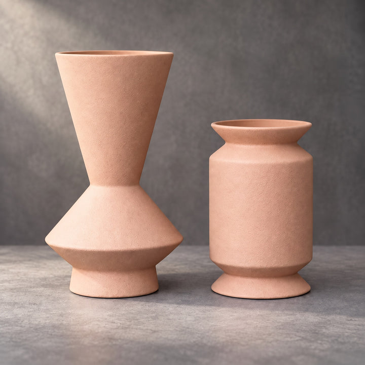 Contour Ceramic Vase - Peach Pink