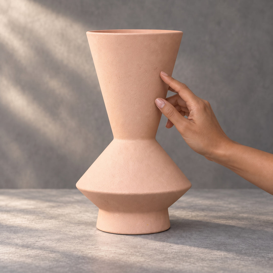 Contour Ceramic Vase - Peach Pink