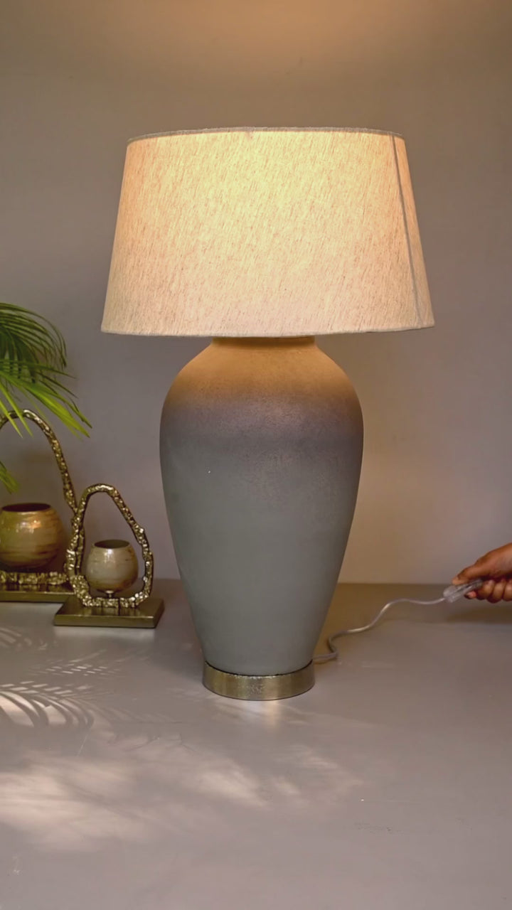 Grey Glass Table Lamp