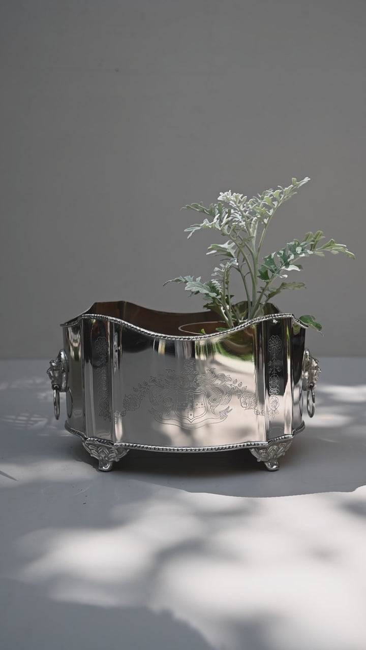 Silver Brass Planter Jardinière