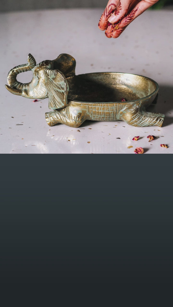 Antique Gold Elephant Bowl