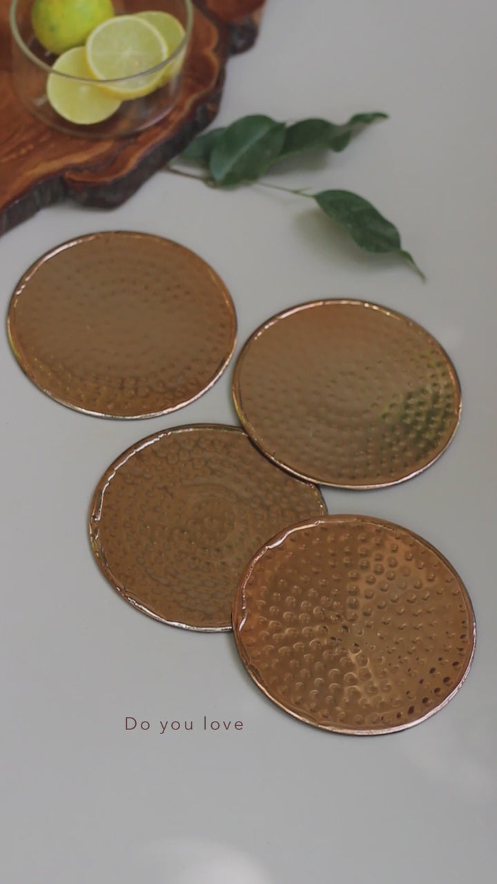 Hammered Copper Coasters - Set of 4