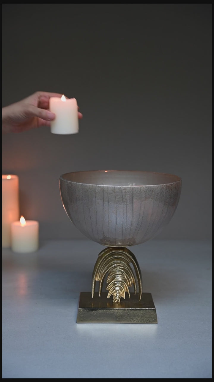 Silver Glass Decorative Bowl with Stand