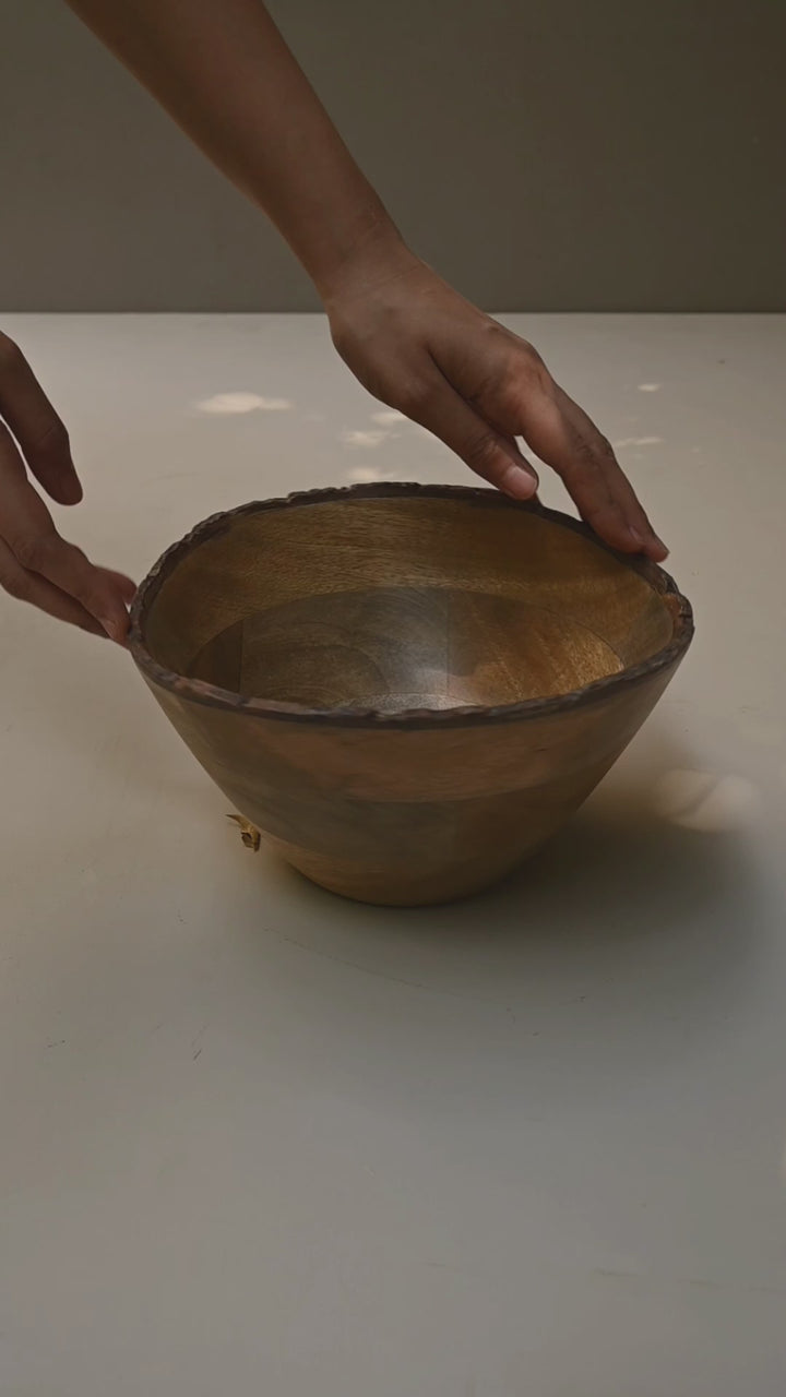 Wooden Bark Serving Bowl