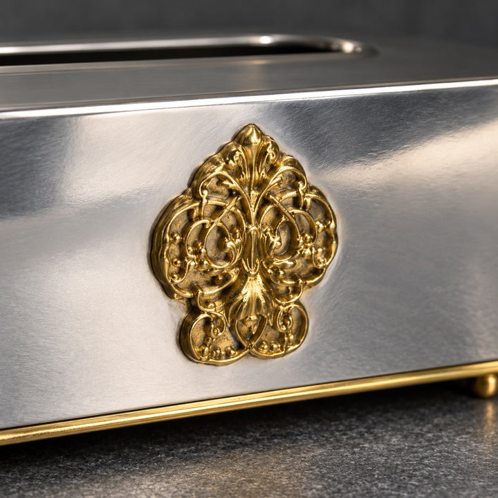 Steel Tissue Box with Medallion