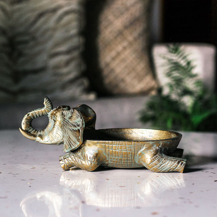 gold elephant decorative bowl