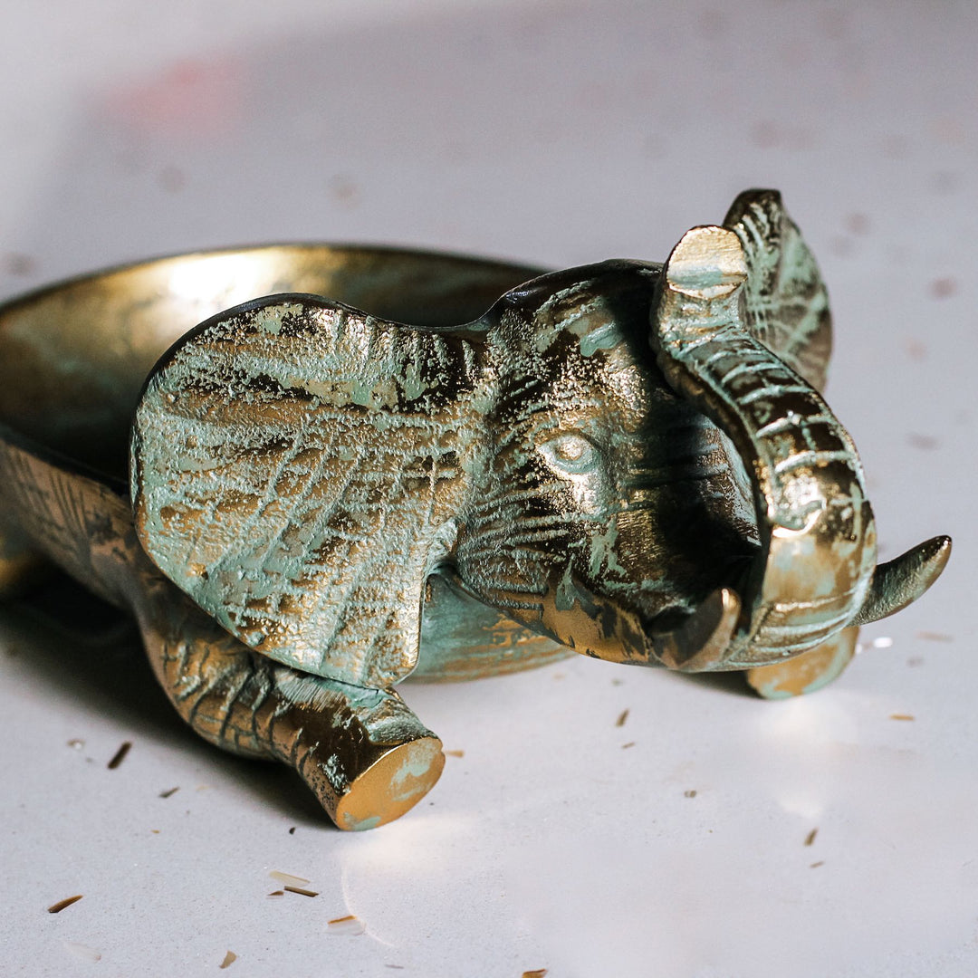 gold elephant decorative bowl