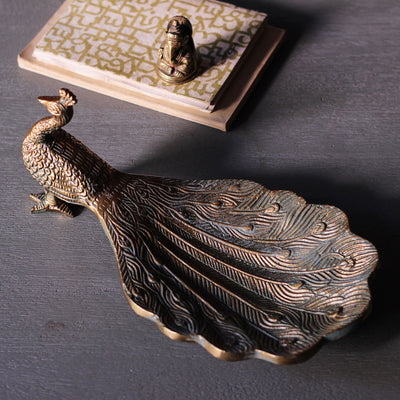 Antique Gold Peacock Showpiece