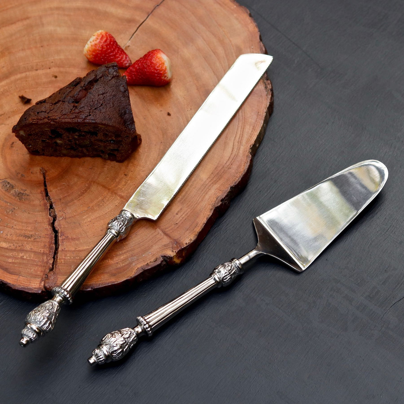 Buy Steel Cake Knife Server Set and Pizza Cutter with Acrylic Handle  3pcs/set Online