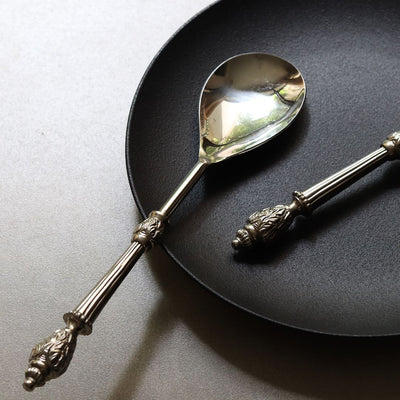 serving spoon made of stainless steel and brass