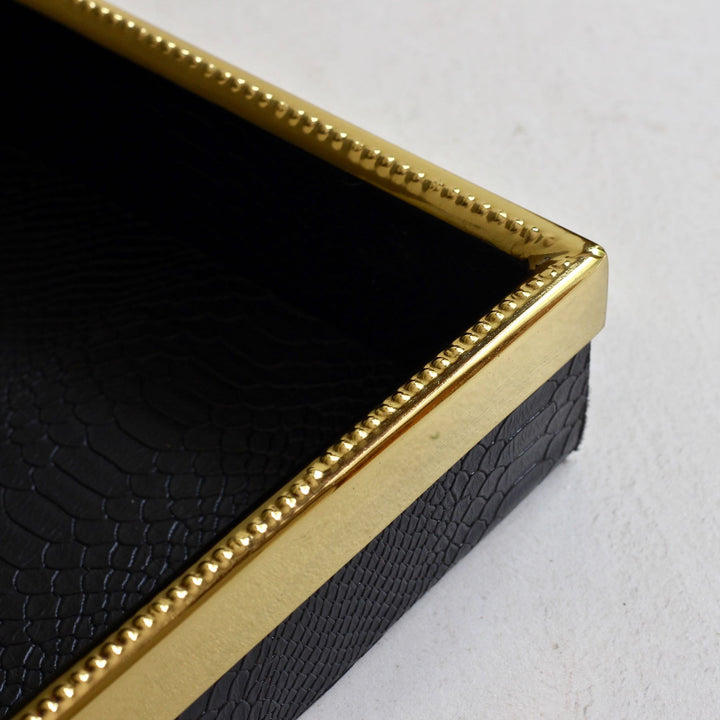 faux leather & gold serving tray