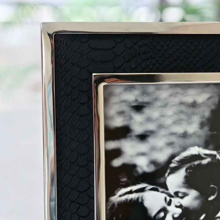 steel and faux leather photo frame