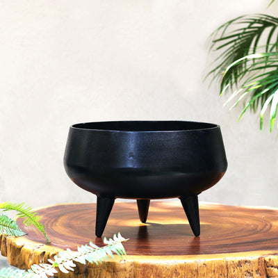 black tub metal planter with legs