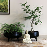 black tub metal planters with legs