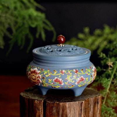 blue ceramic incense burner