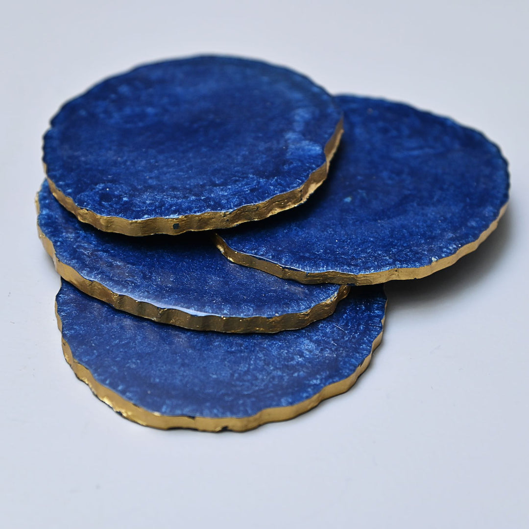 blue resin coaster set