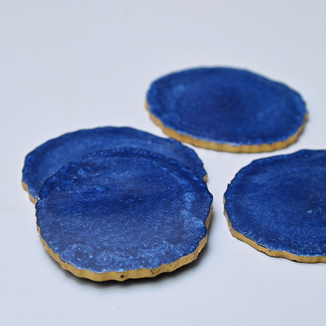 blue resin coaster set