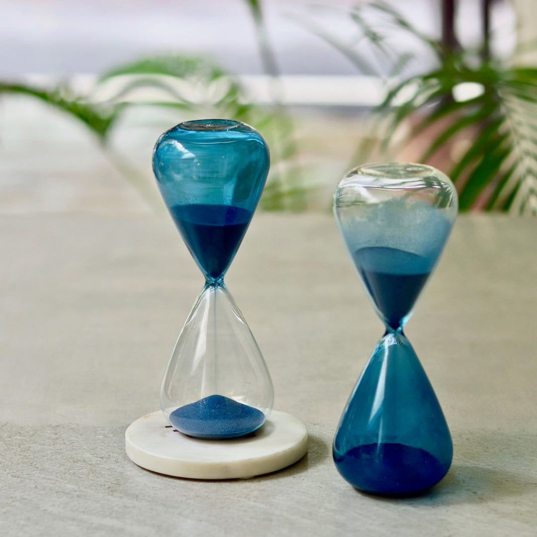 blue sand hourglass