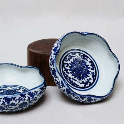 blue and white ceramic bowl