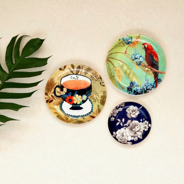 blue and white decorative wall plate