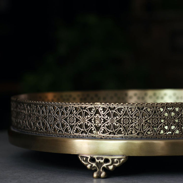 round brass mirror tray