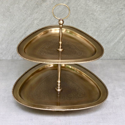 brass two-tier serving platter