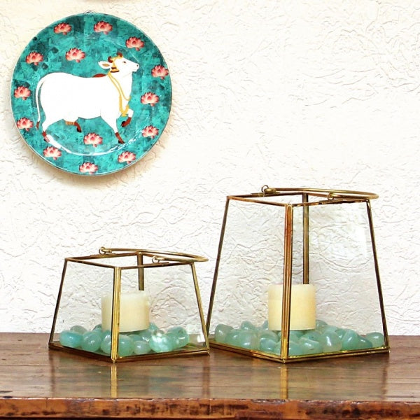 glass and brass lantern