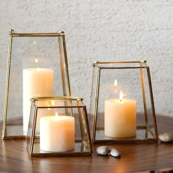 glass and brass lantern