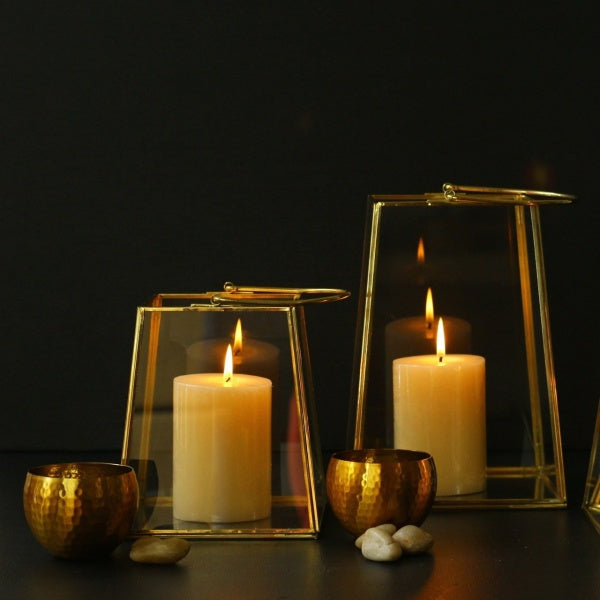 glass and brass lantern