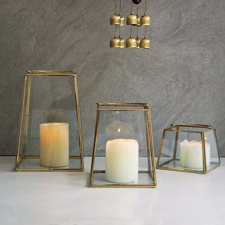 brass and glass lantern