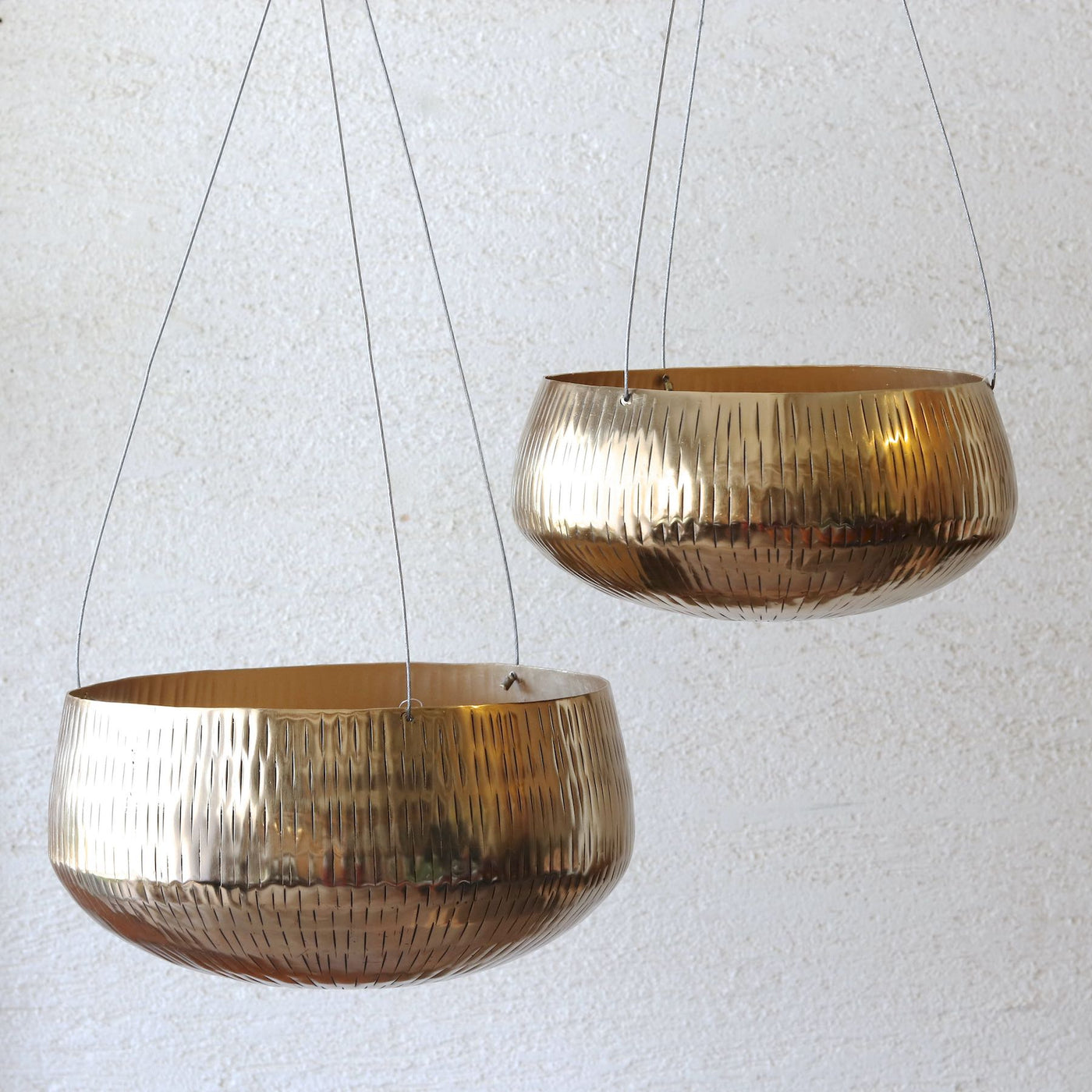 brass hanging metal planter