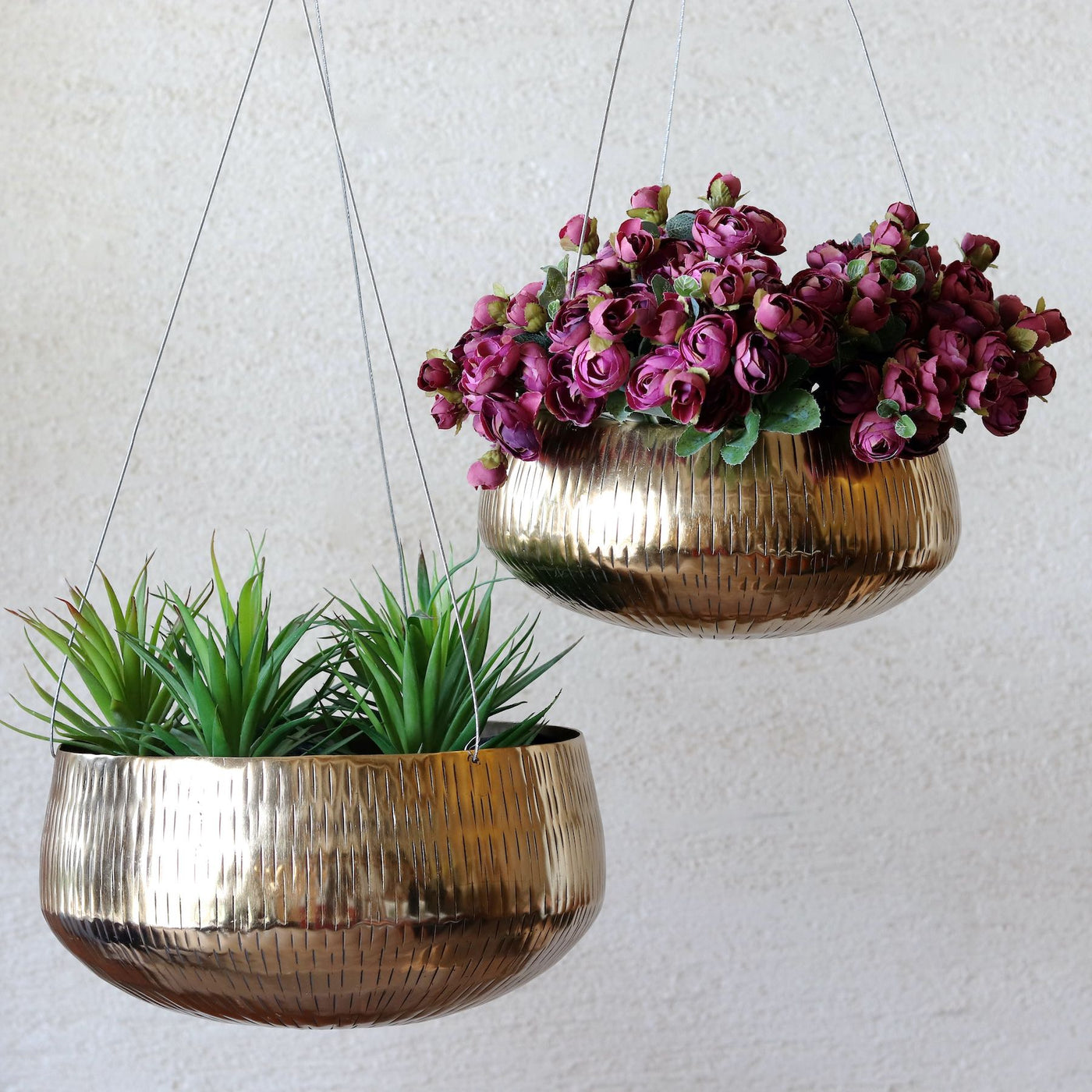 brass hanging metal planter
