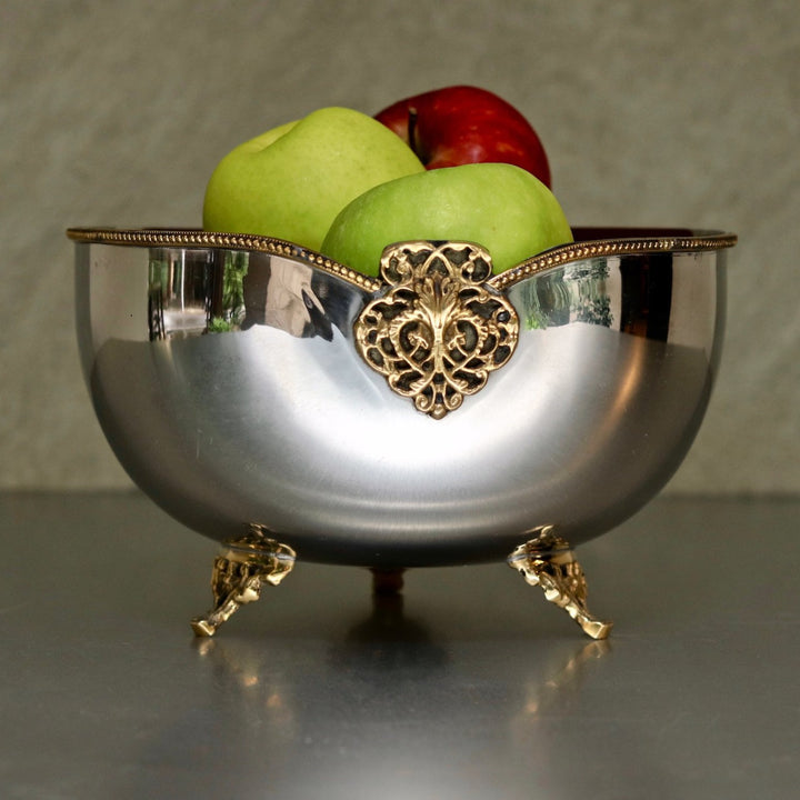 brass and steel serving bowl