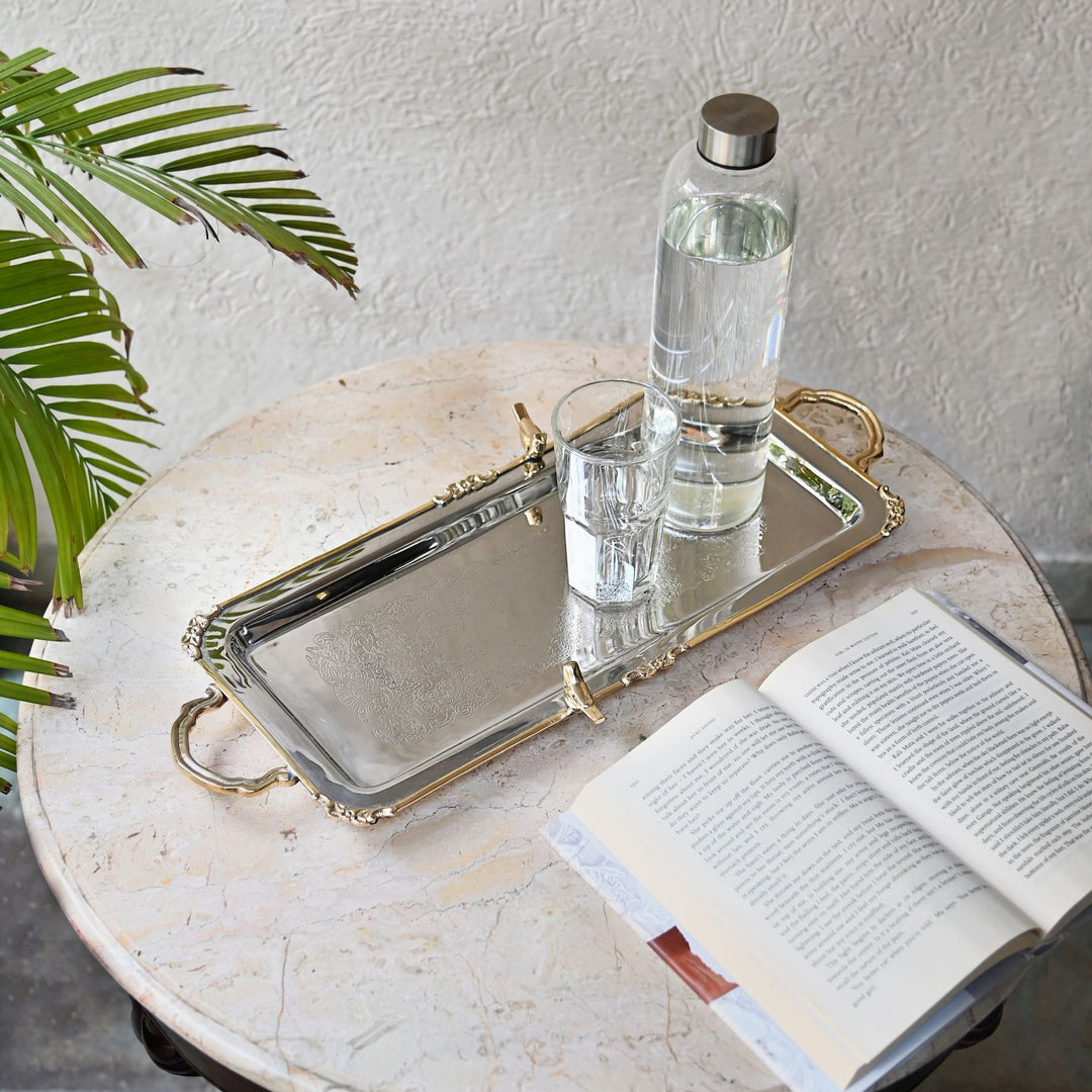 brass and steel serving tray