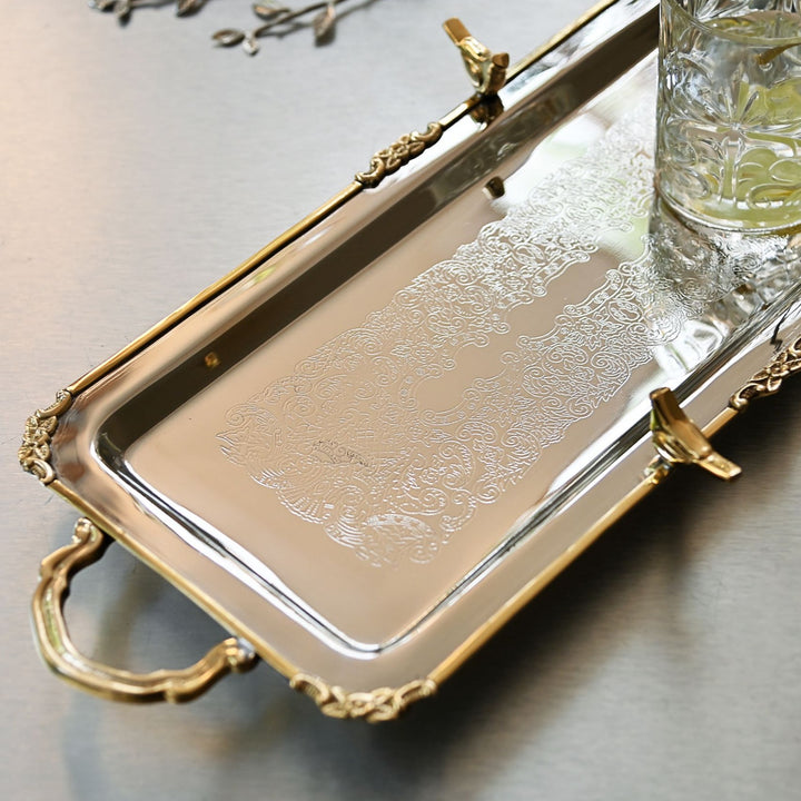 brass and steel serving tray