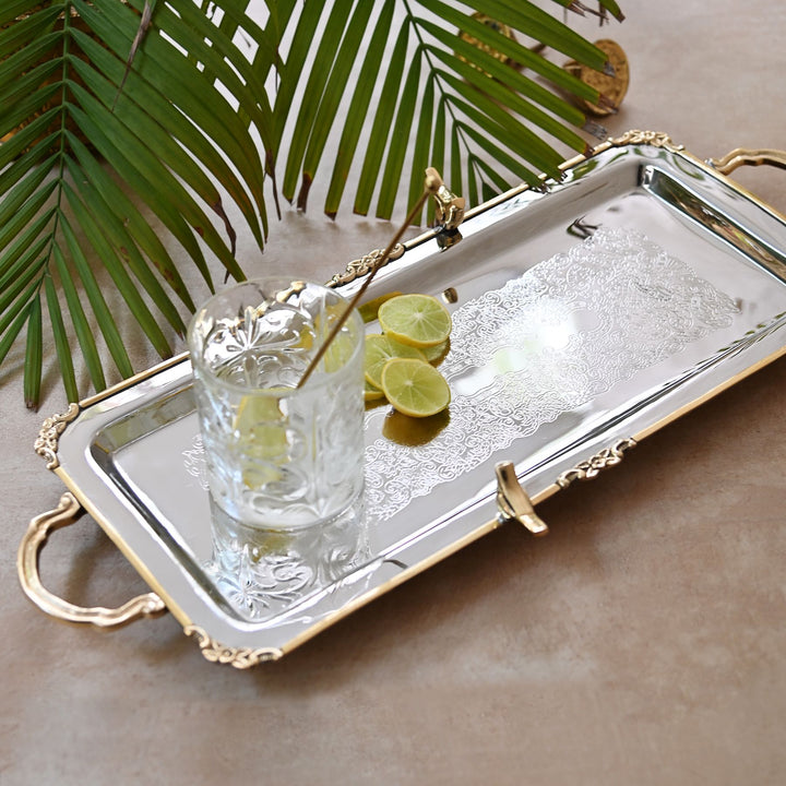 brass and steel serving tray