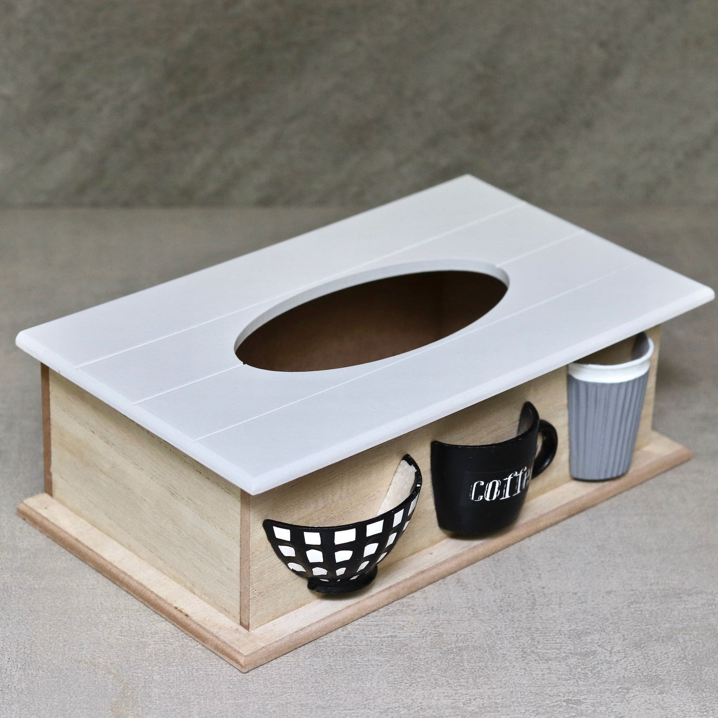 wooden tissue box with holders
