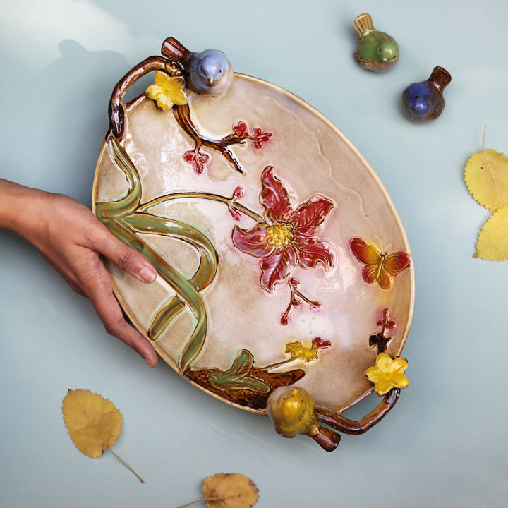 ceramic tray with floral design