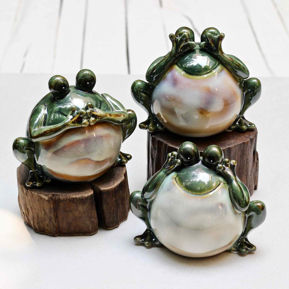 ceramic frog set showpiece for garden decor