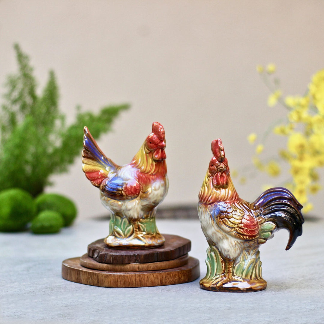 ceramic rooster showpiece