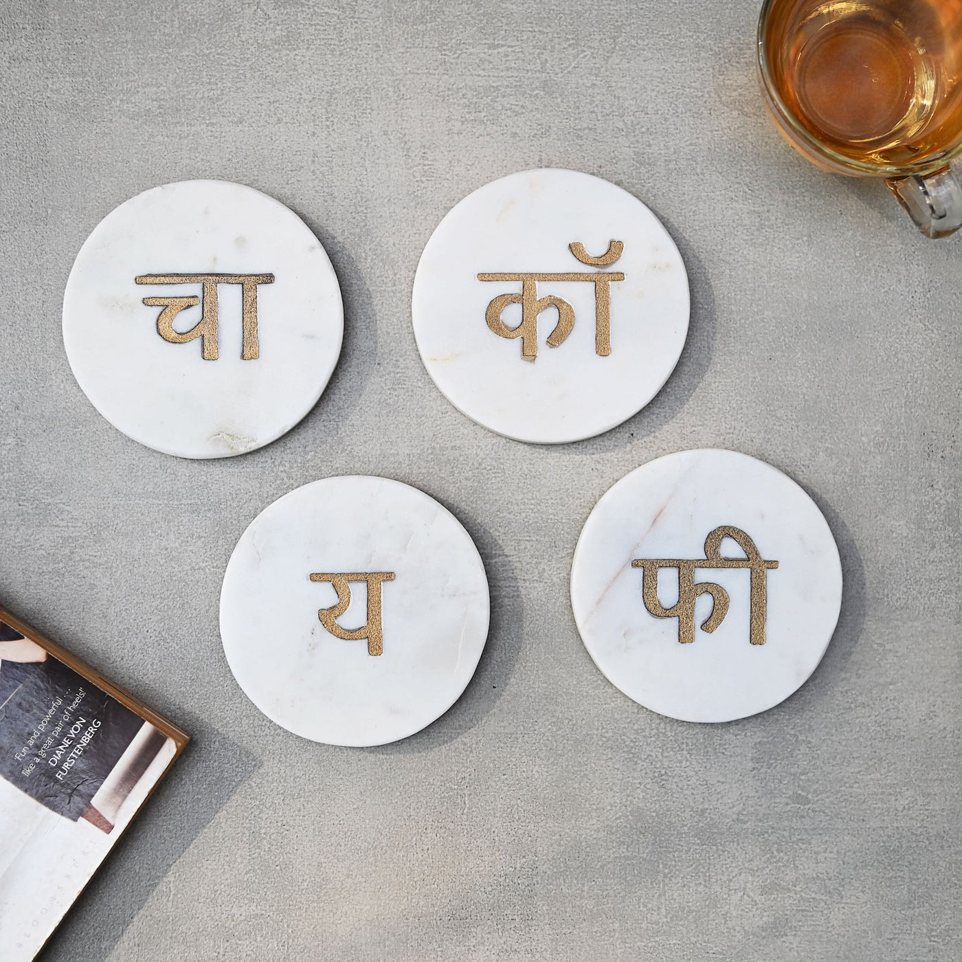 marble coasters with brass inlay in hindi
