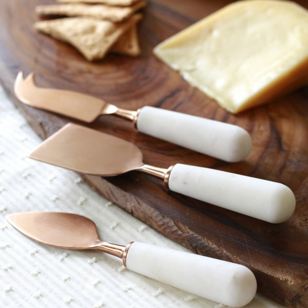Cheese knives with marble handles