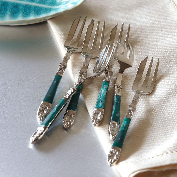 emerald dessert fork set