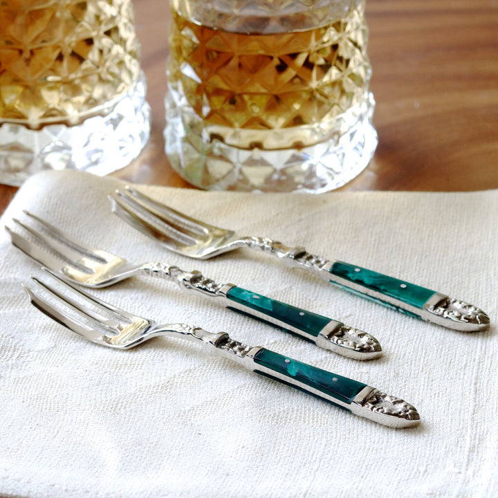 emerald dessert fork set