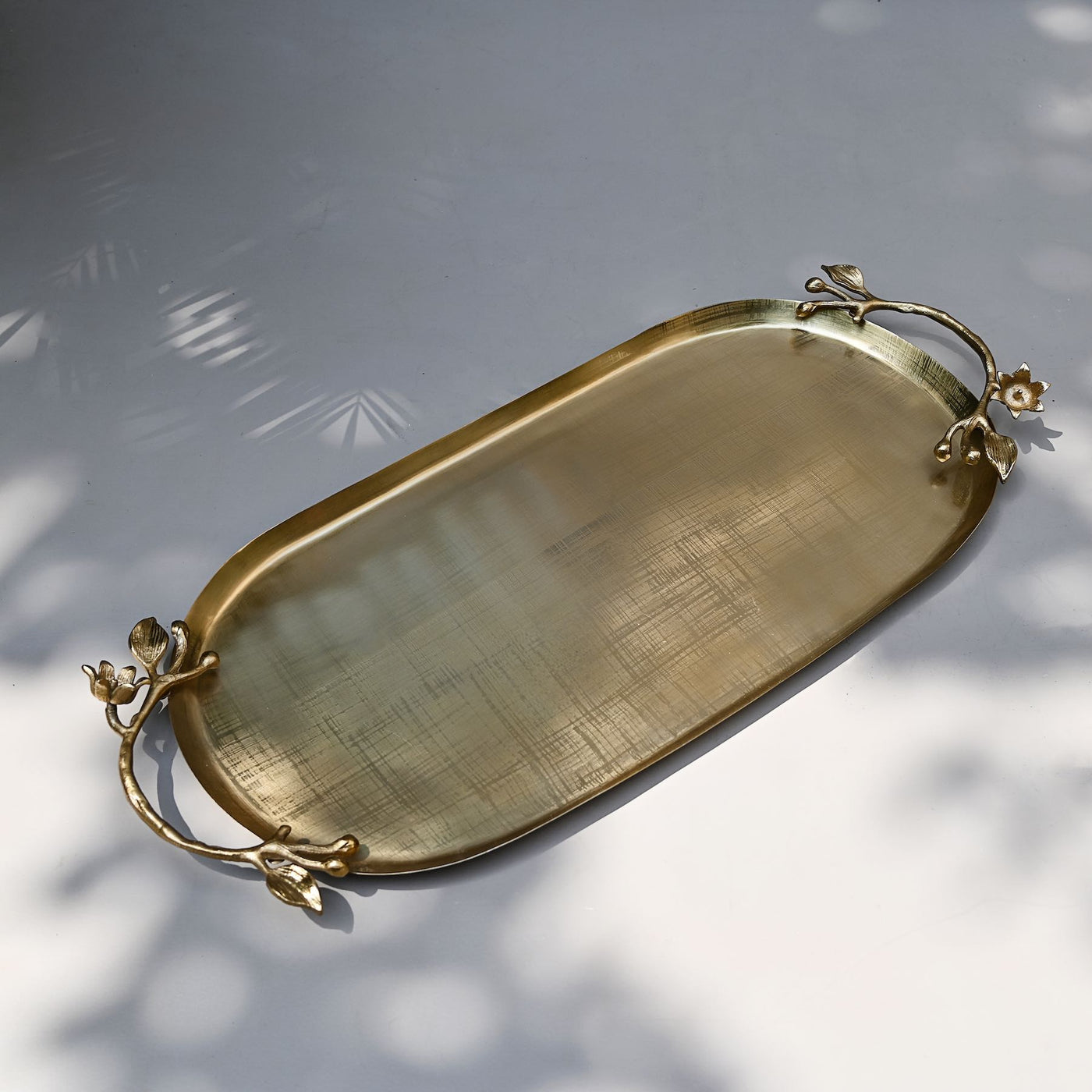 Floral Oval Tray Gold